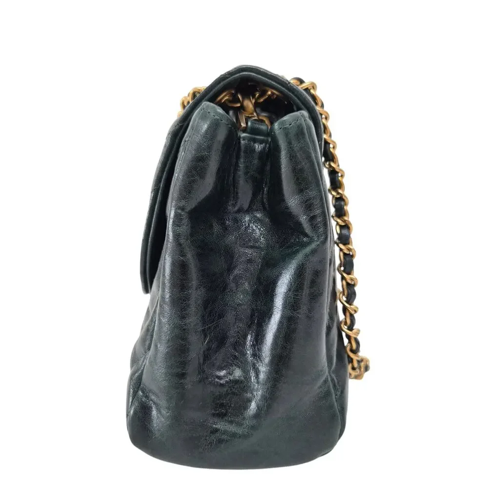 Chanel Dark Green Chevron Hampton Flap